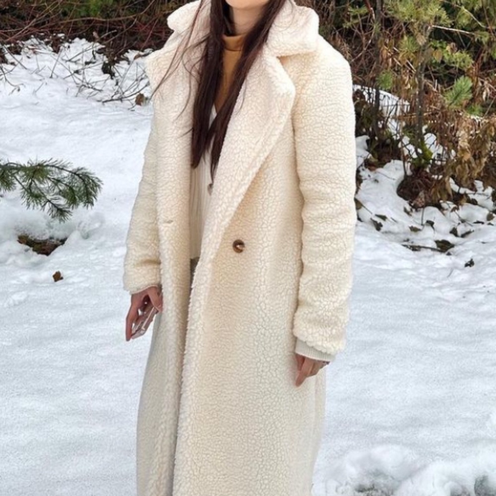 Cream Sherpa Long Coat